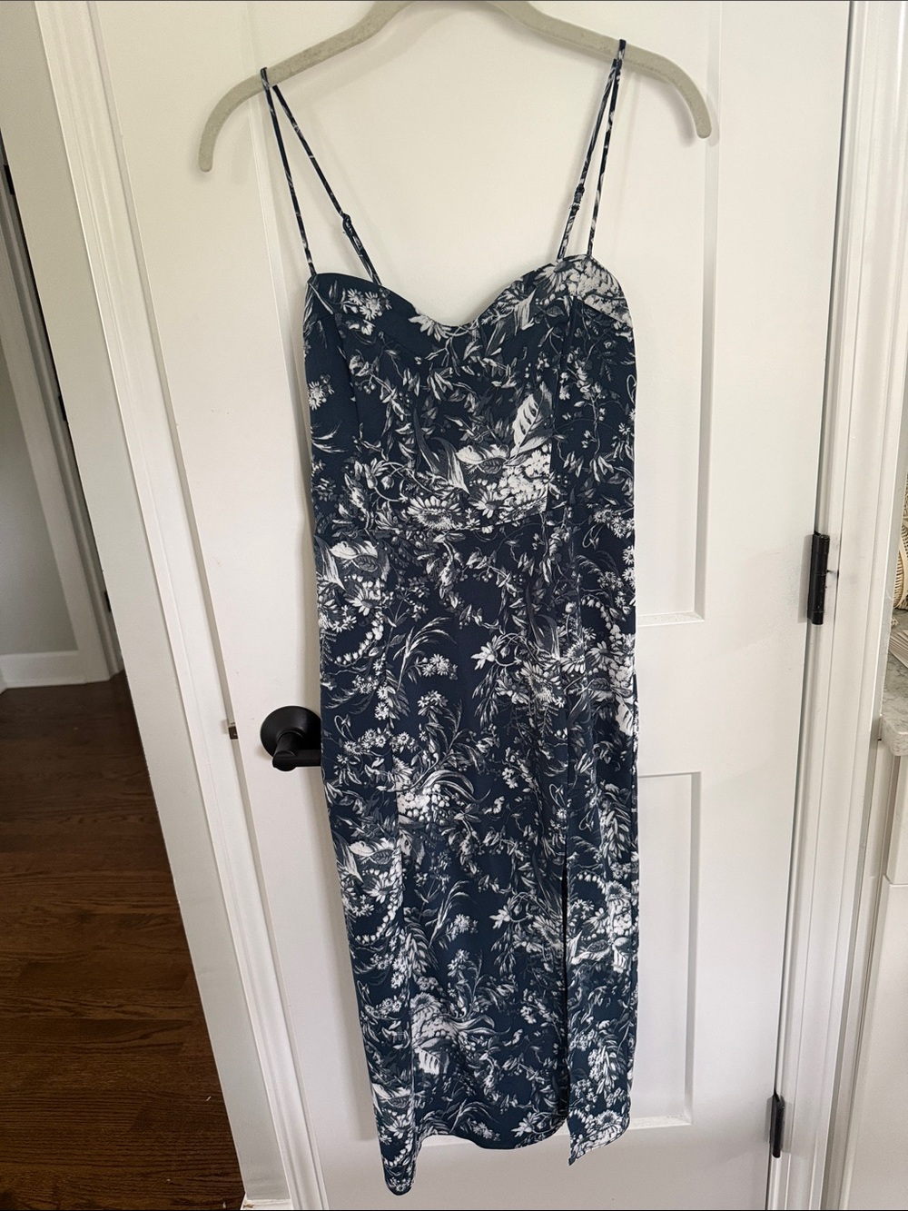Abercrombie dark blue floral midi dress size XS